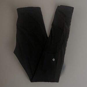 Lululemon Woman's Black Athletic‎ Yoga Ankle Leggings Mesh Size 6